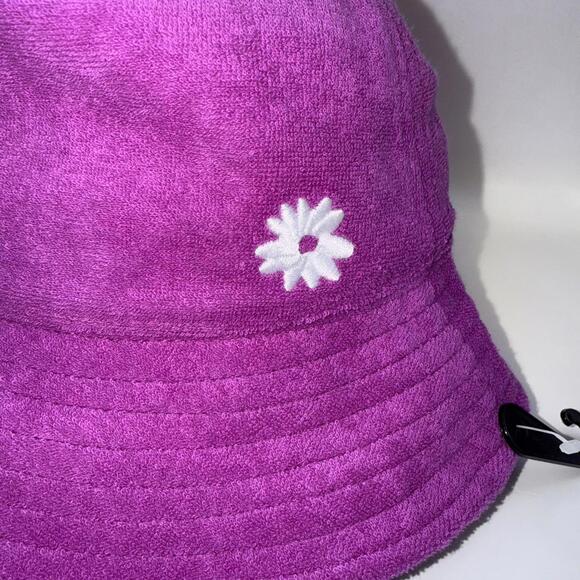 Little Girls OS Purple Flower Terry Beach Pool Bucket Sun Hat NWT - Picture 2 of 3